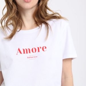 PIMKIE (European Brand) WHITE T-Shirt AMORE-ITALIEN LOVE