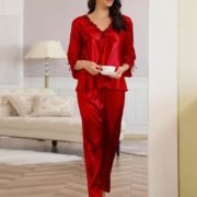 Red Silk Pajama Set